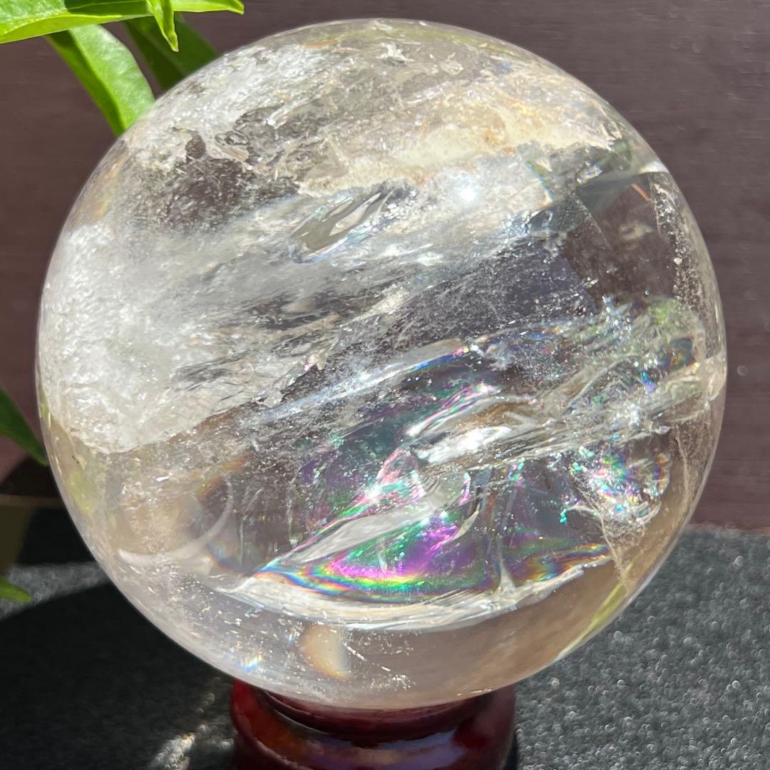 ★虹入り水晶 丸玉 水晶玉 レインボー スフィア 天然石 パワーストーン