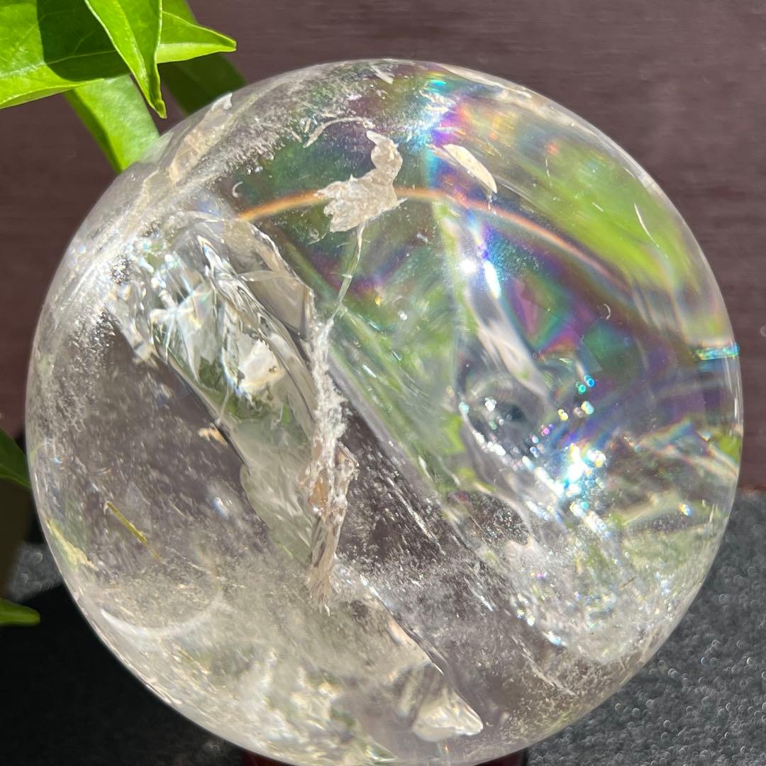 ★虹入り水晶 丸玉 水晶玉 レインボー スフィア 天然石 パワーストーン
