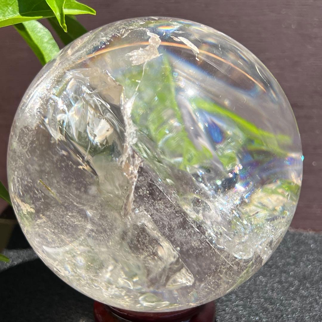 ★虹入り水晶 丸玉 水晶玉 レインボー スフィア 天然石 パワーストーン