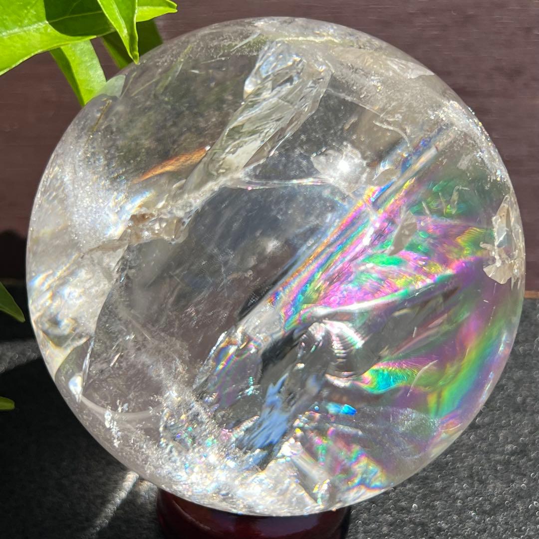 ★虹入り水晶 丸玉 水晶玉 レインボー スフィア 天然石 パワーストーン