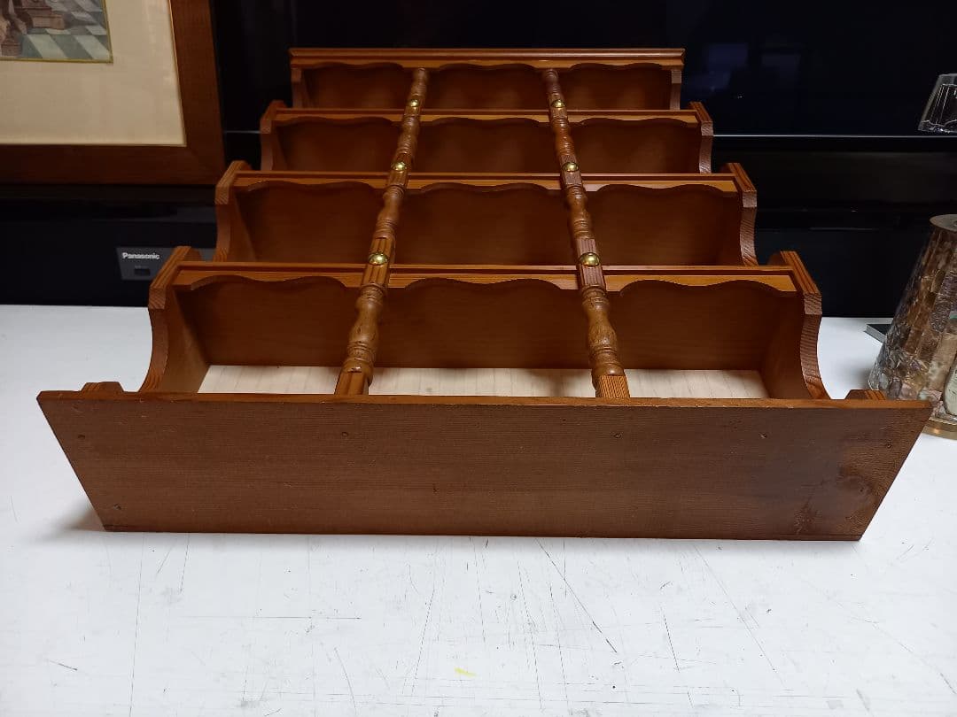 希少　1970's　コロニアル　スピンドル　ウッド　オープン　ウォール　ラック