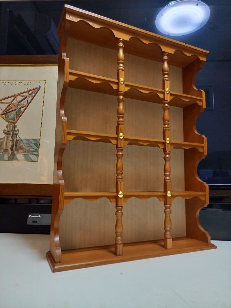 希少　1970's　コロニアル　スピンドル　ウッド　オープン　ウォール　ラック