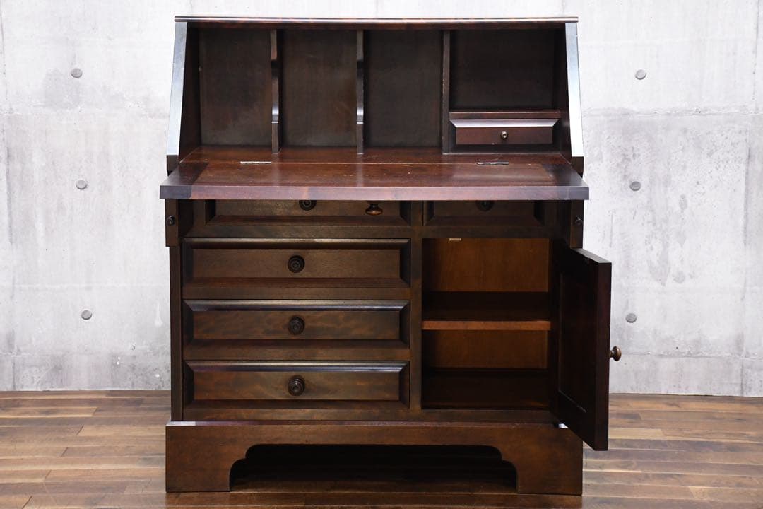 EIK46 北海道民芸家具 ライティングビューロー カバ材/樺材 チェスト