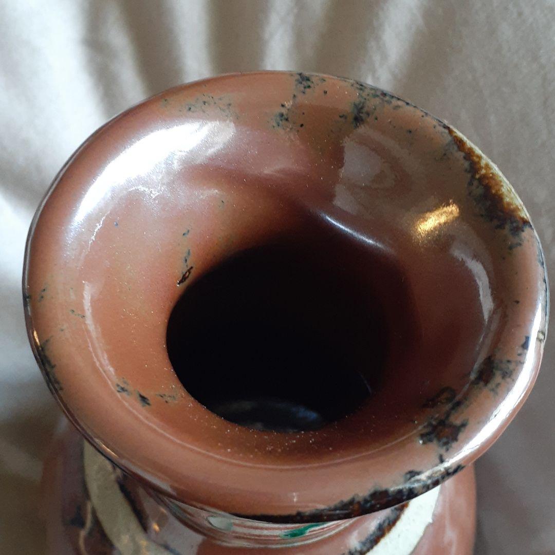 浜田友緒　柿釉赤絵花瓶