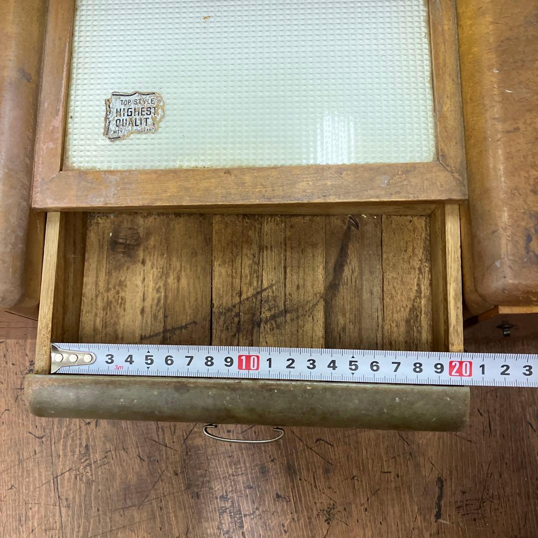 A-4 昭和レトロ 木製 鏡台 化粧台 ドレッサー 一面鏡 花柄 卓上 収納