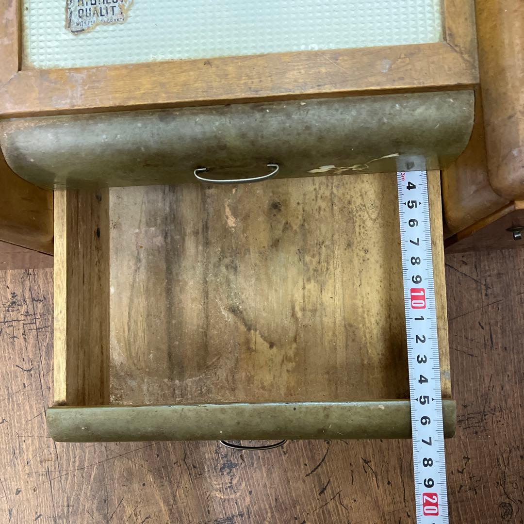 A-4 昭和レトロ 木製 鏡台 化粧台 ドレッサー 一面鏡 花柄 卓上 収納