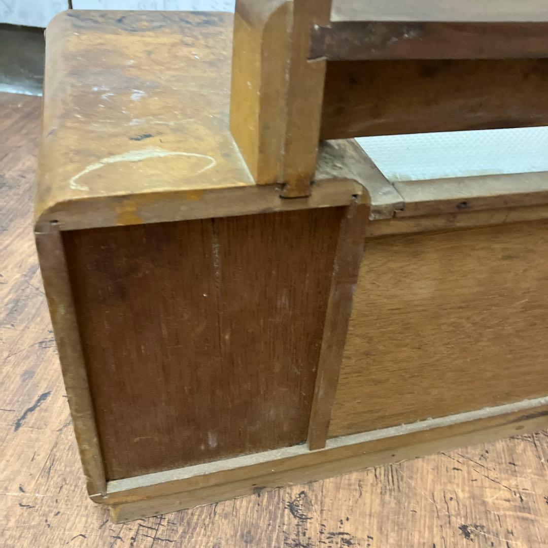 A-4 昭和レトロ 木製 鏡台 化粧台 ドレッサー 一面鏡 花柄 卓上 収納