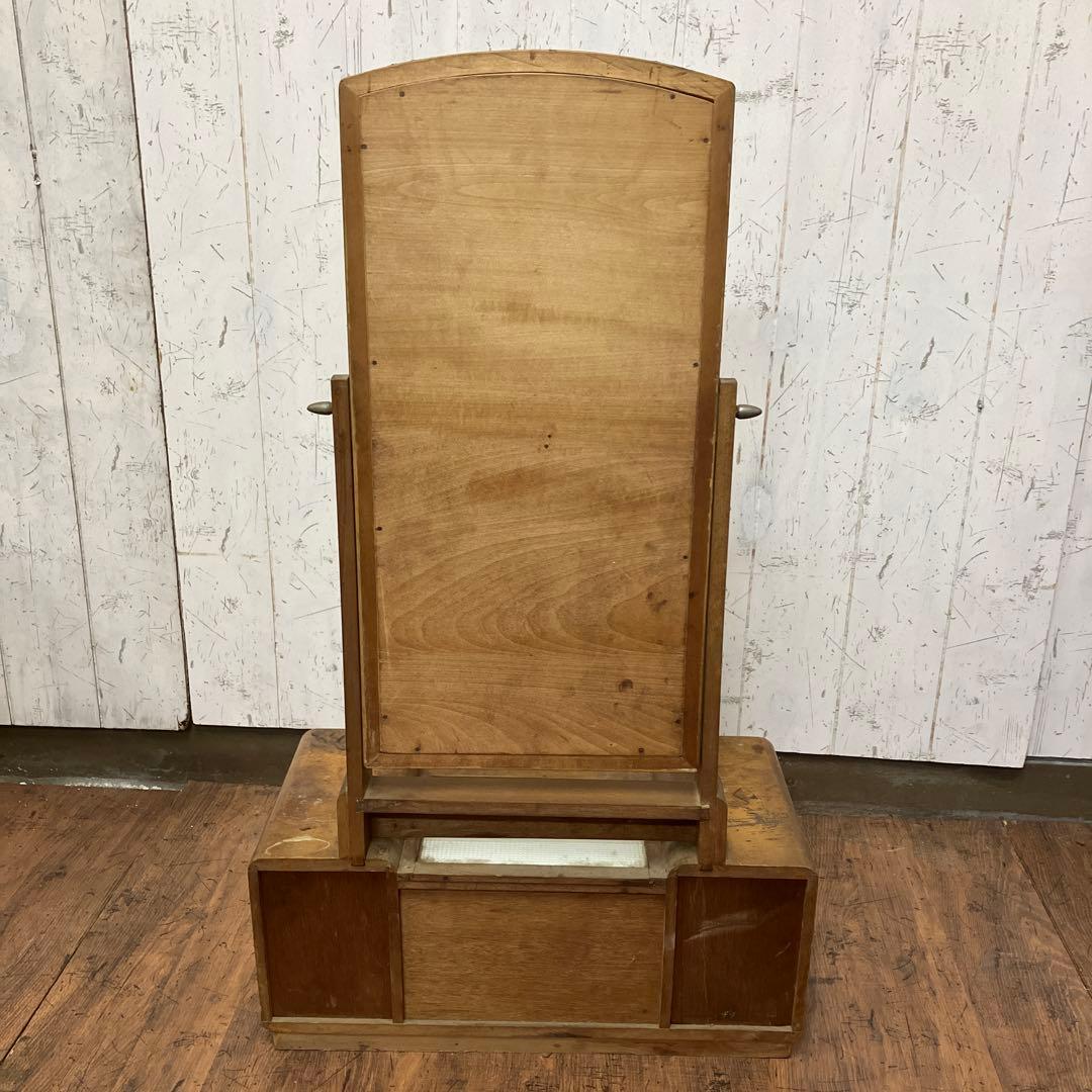 A-4 昭和レトロ 木製 鏡台 化粧台 ドレッサー 一面鏡 花柄 卓上 収納