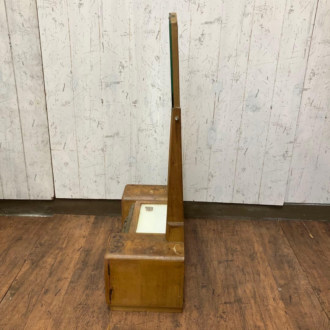 A-4 昭和レトロ 木製 鏡台 化粧台 ドレッサー 一面鏡 花柄 卓上 収納