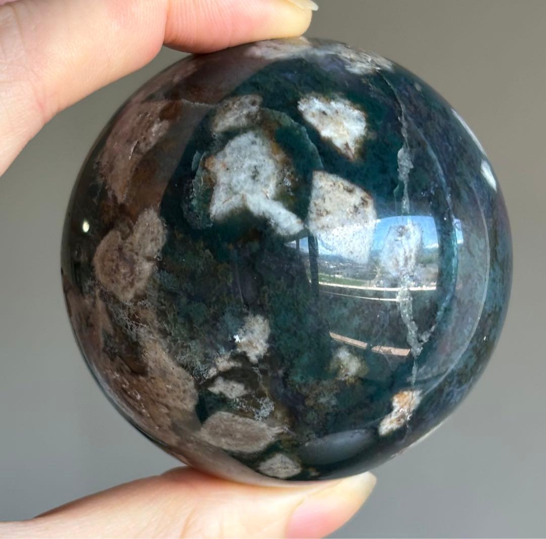 1点再入荷　レア　高品質　モスアゲート　桜瑪瑙　共生　スフィア