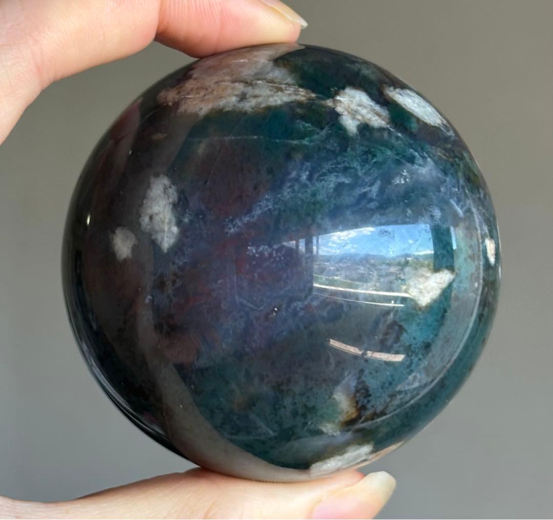 1点再入荷　レア　高品質　モスアゲート　桜瑪瑙　共生　スフィア