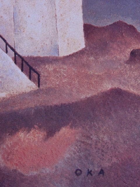 岡鹿之助、【信号台】、希少な大判額装用画集より、美品、日本人画家