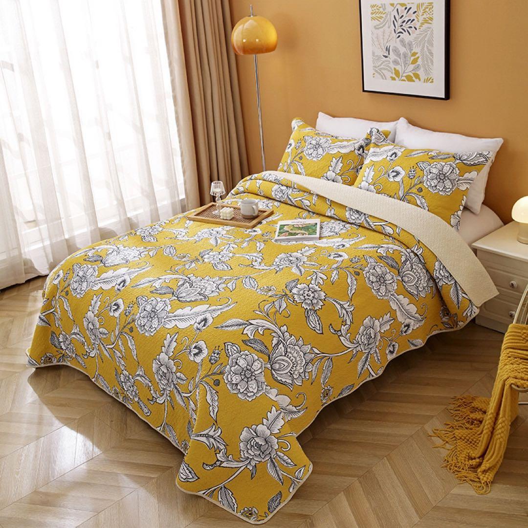 キルトベッドカバー3点セット綿マルチカバー キルティング 812