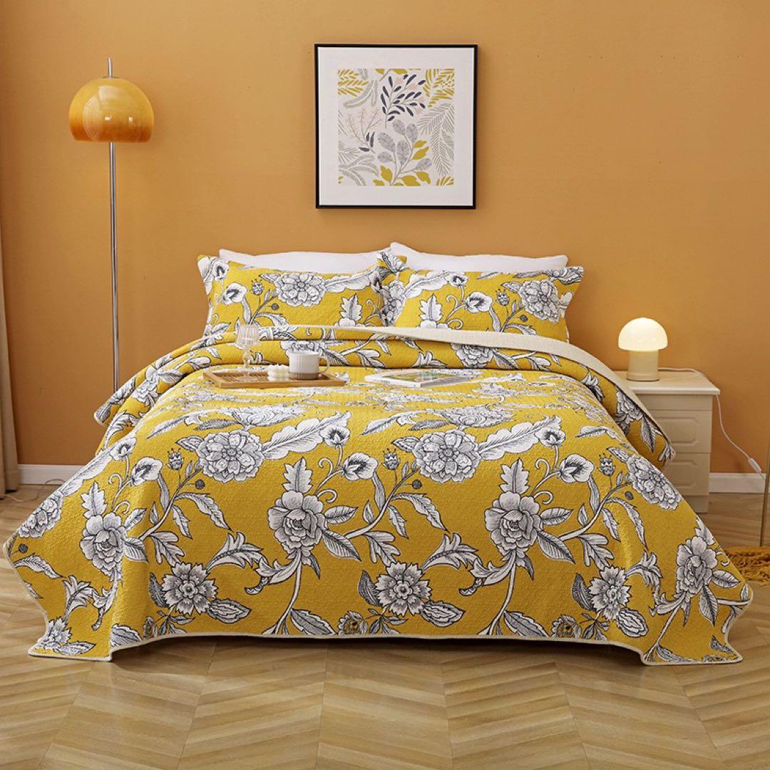 キルトベッドカバー3点セット綿マルチカバー キルティング 812