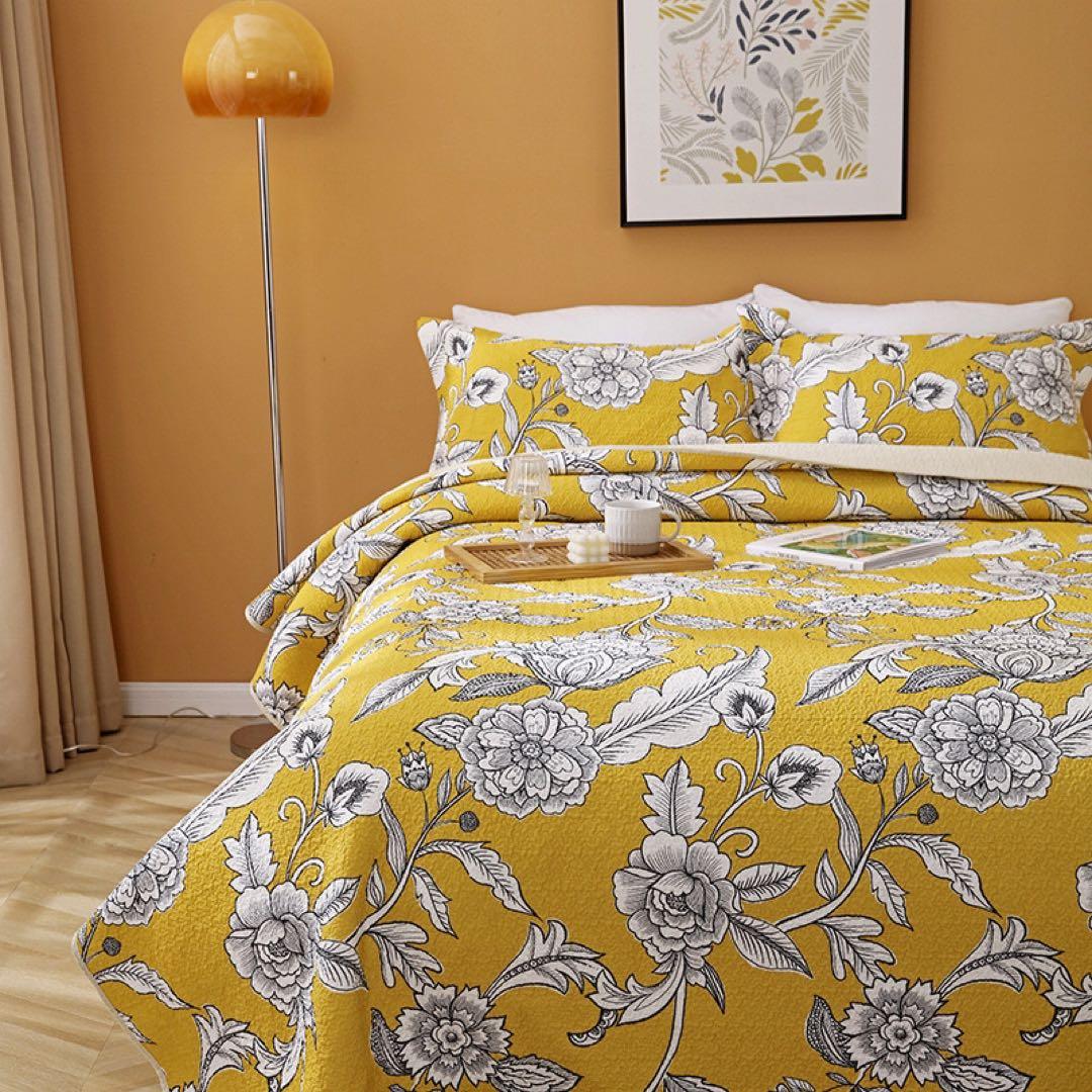 キルトベッドカバー3点セット綿マルチカバー キルティング 812