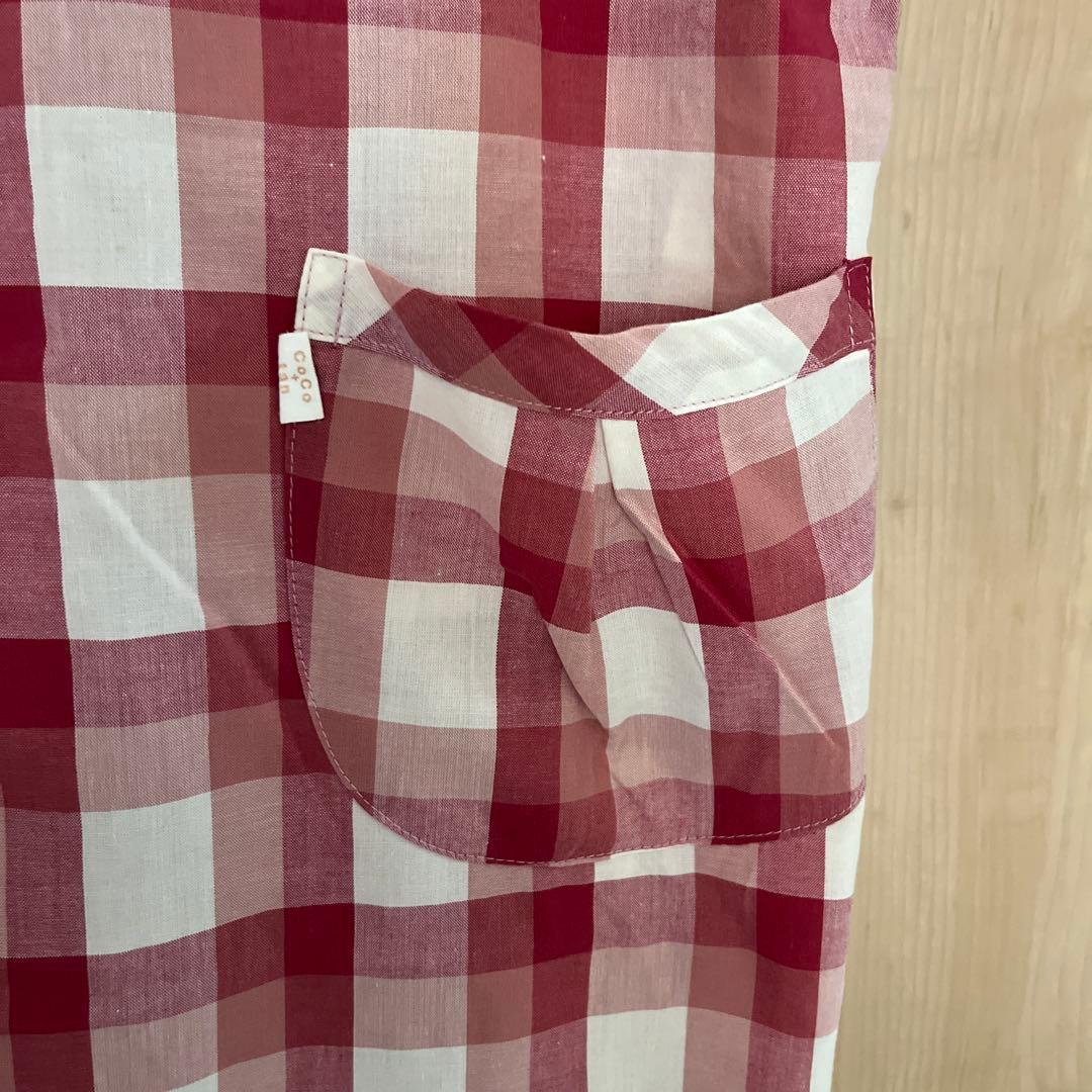 赤と白のチェック柄エプロン 即購入ok - メルカリ