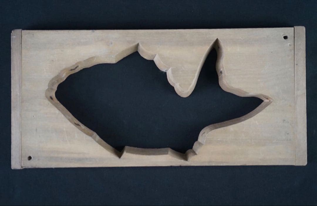 菓子型 特大型の鯛 タイ 39.2×18.3cm 和菓子 古道具アンティーク木彫