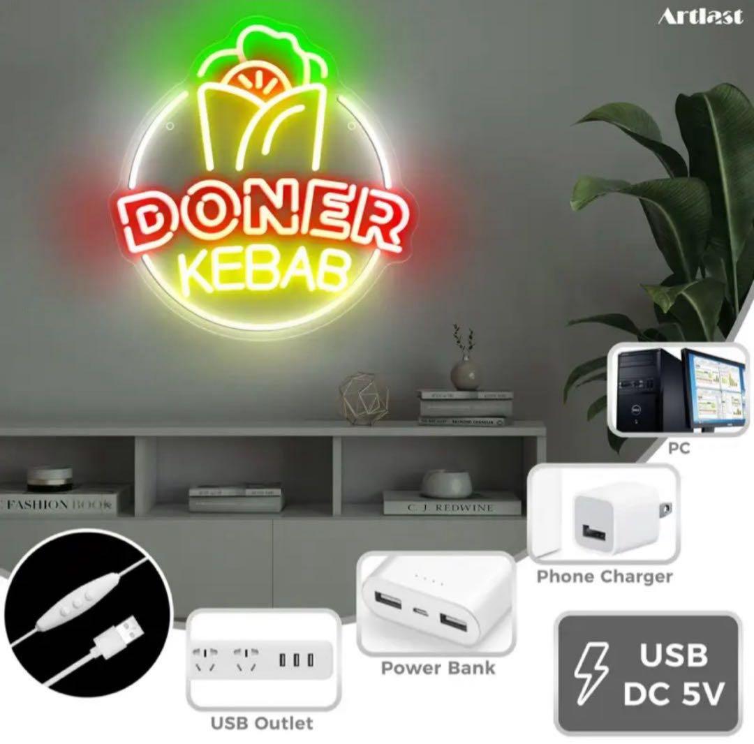 ケバブ トルコ料理 屋台 キッチンカー 看板 置物 ライトLED Kebab 肉