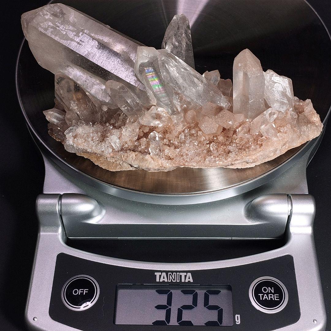 ③マニカラン水晶 クラスター 原石 ピンクマニカラン セルフヒールド アイリス