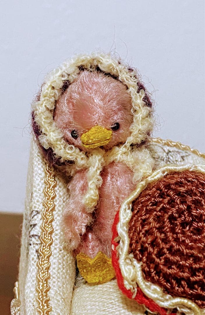 moriのえほん様ボンネットをかぶったアヒル　ミニチュアぬいぐるみ 4.5cm