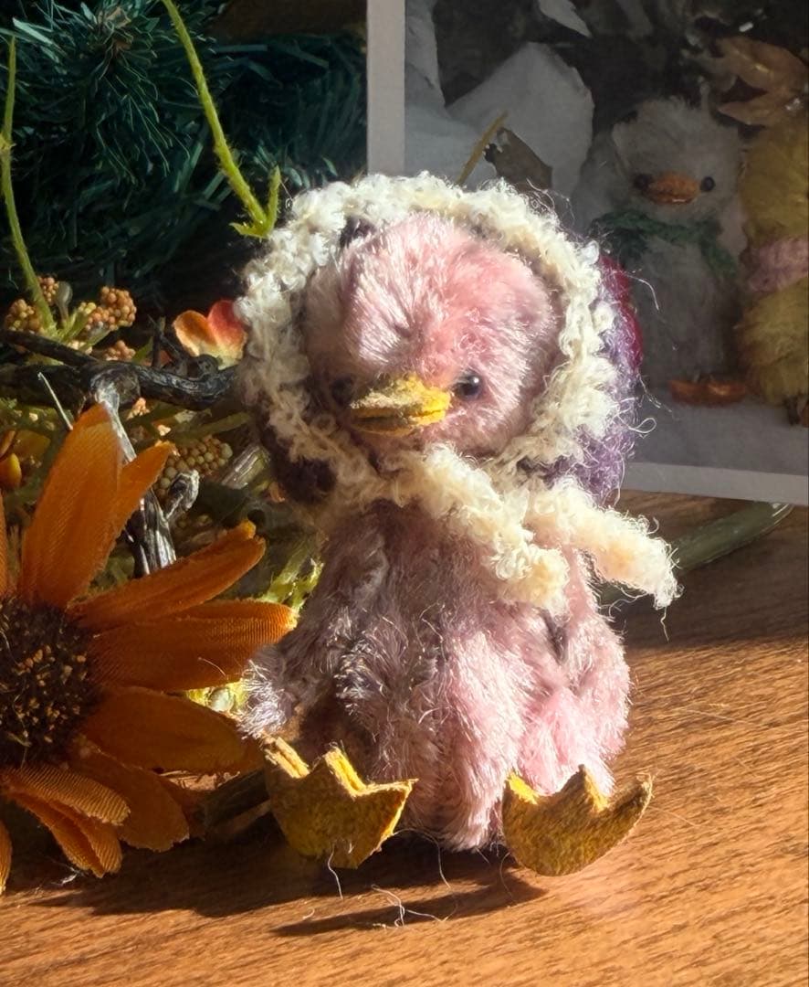 moriのえほん様ボンネットをかぶったアヒル　ミニチュアぬいぐるみ 4.5cm