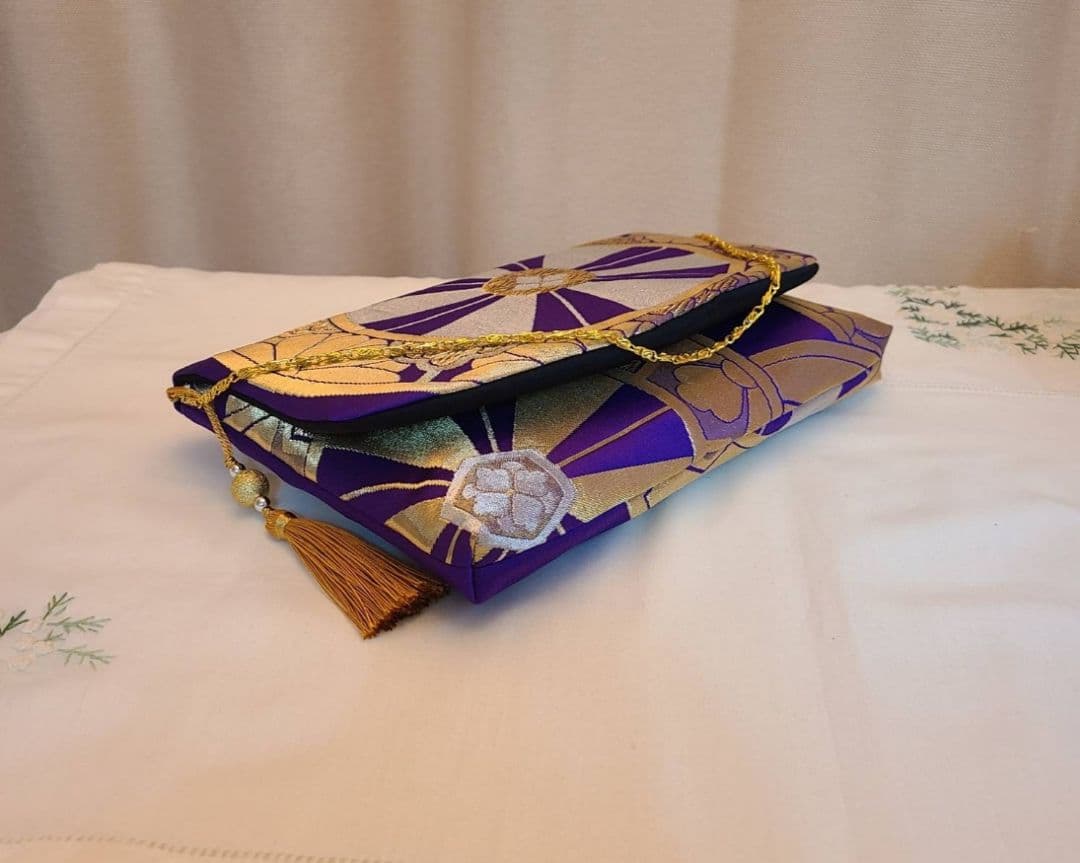 和風模様シルク着物帯の2ways クラッチバック