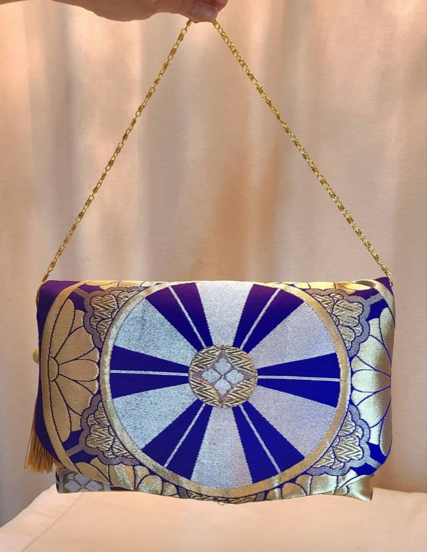 和風模様シルク着物帯の2ways クラッチバック