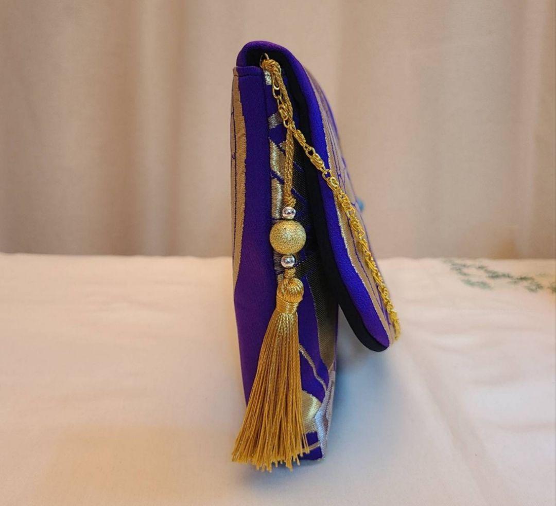 和風模様シルク着物帯の2ways クラッチバック