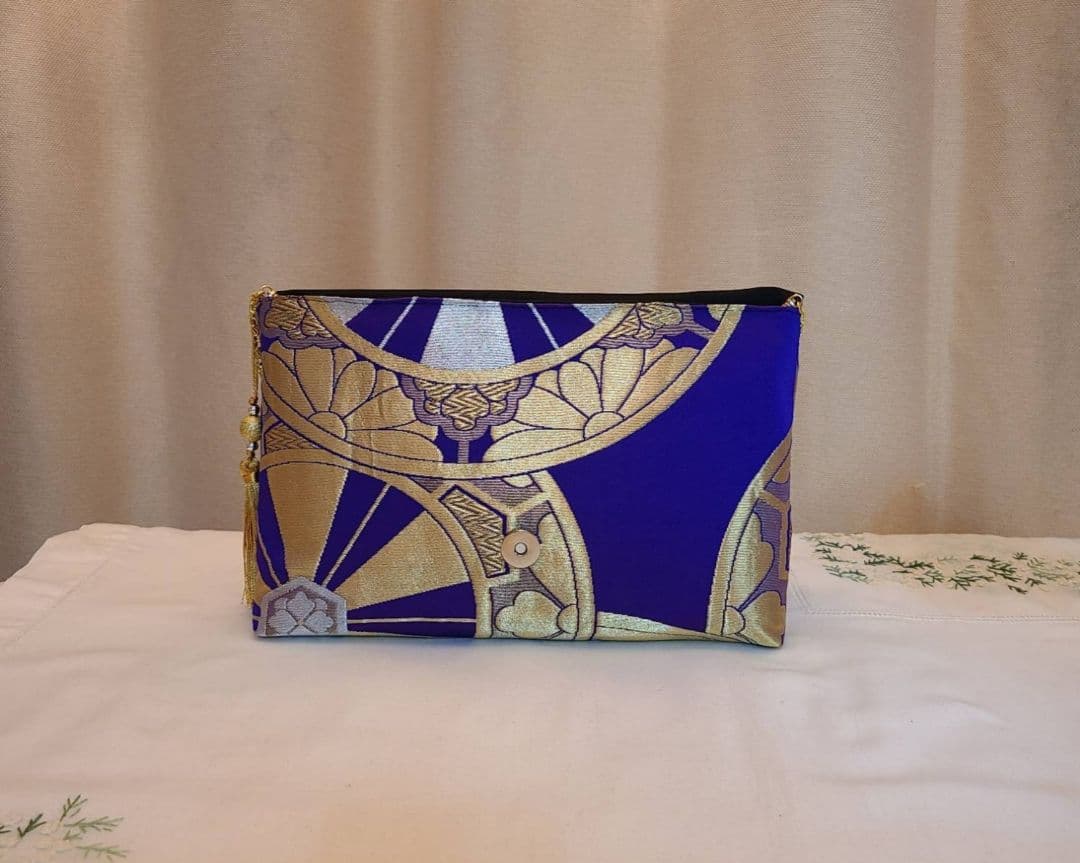 和風模様シルク着物帯の2ways クラッチバック