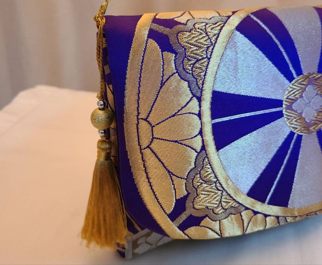 和風模様シルク着物帯の2ways クラッチバック