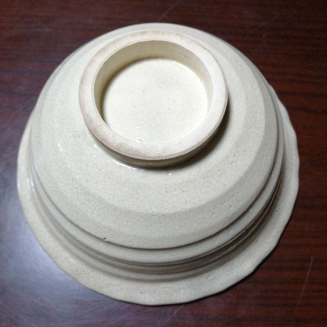 瀬戸焼　爪画御深井ひだ鉢　10客　15.5cm 明治〜大正期