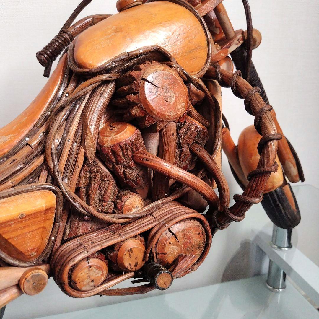 レア！ヴィンテージ 天然木 木製 大型 インテリアバイク模型 木彫り レトロ