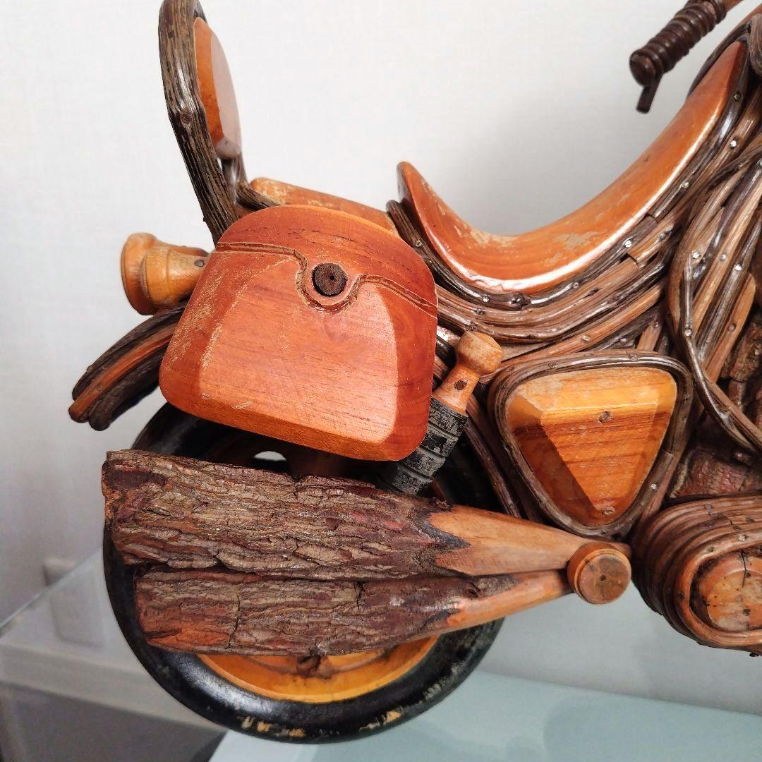 レア！ヴィンテージ 天然木 木製 大型 インテリアバイク模型 木彫り レトロ