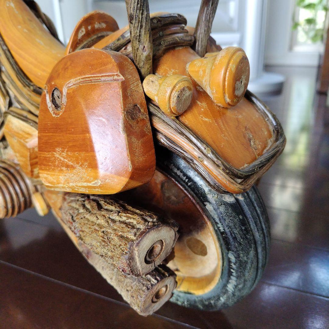 レア！ヴィンテージ 天然木 木製 大型 インテリアバイク模型 木彫り レトロ