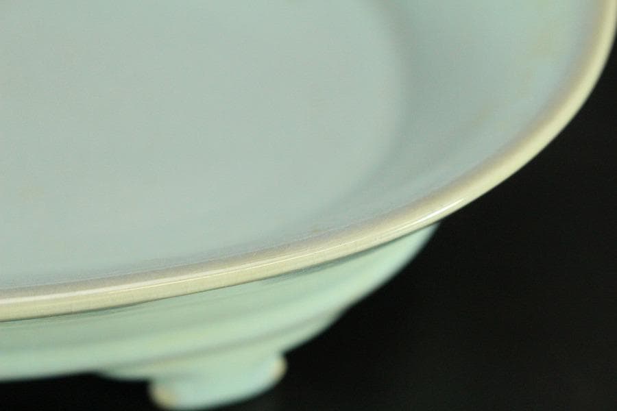 中国美術 青釉 形 盤 水盤 洗 23.3cmx16.7cm(LC315)の通販はau PAY