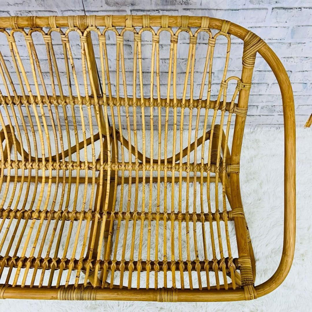 ラタンチェア ベンチ ソファ 天然素材 ナチュラル 椅子 2人掛け アンティーク
