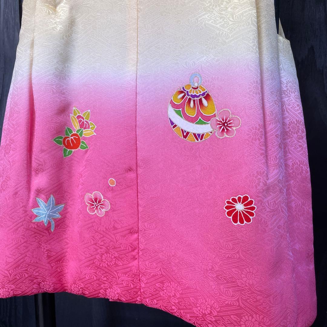 新品 お祝着 ミツ身 被布 正絹 手描き 描黄鈴 日本製 七五三 三歳お祝い
