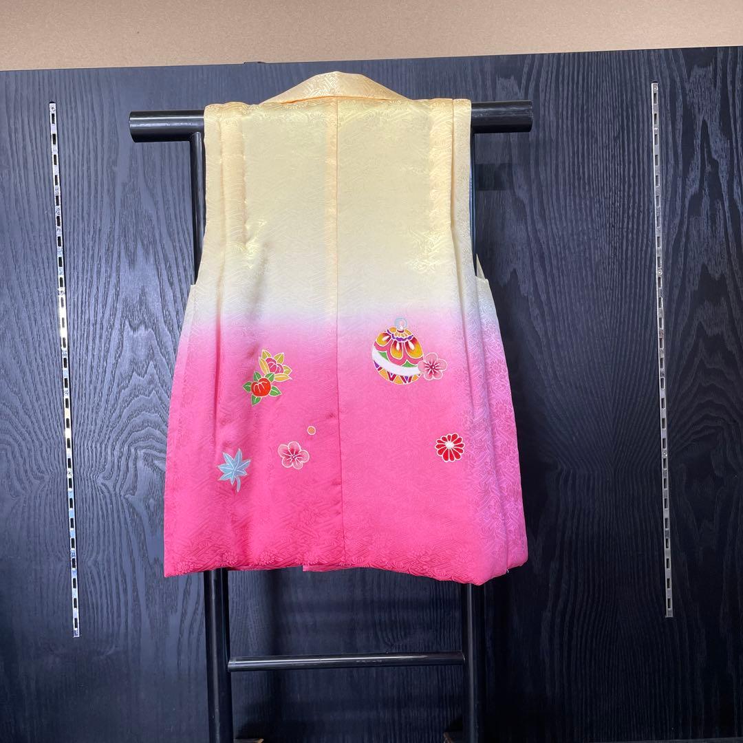 新品 お祝着 ミツ身 被布 正絹 手描き 描黄鈴 日本製 七五三 三歳お祝い