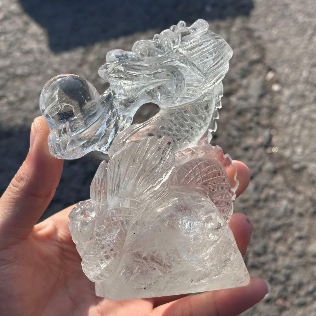 天然石水晶の龍　置物　ご購入前に在庫確認必要G.278