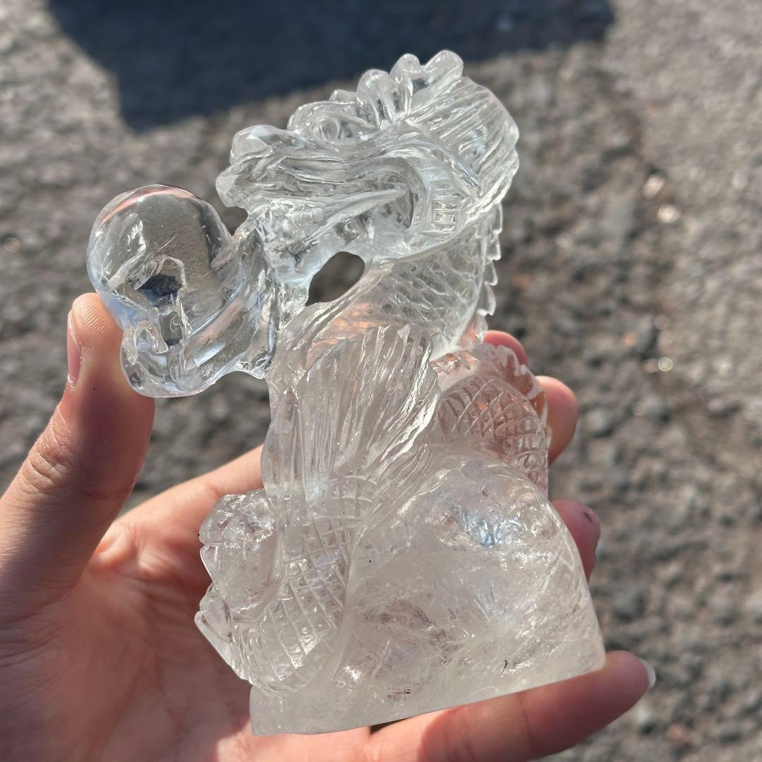 天然石水晶の龍　置物　ご購入前に在庫確認必要G.278