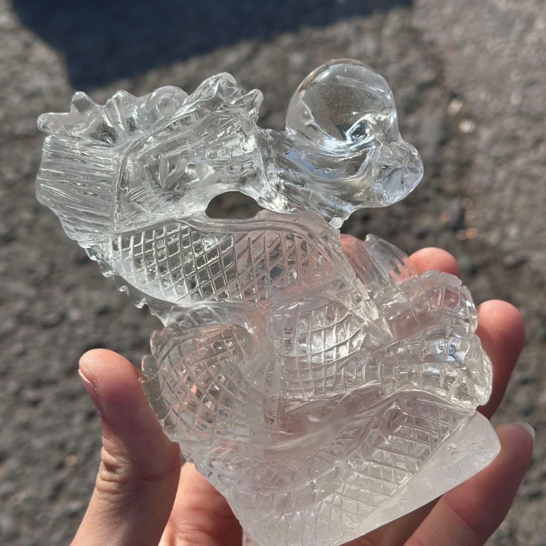 天然石水晶の龍　置物　ご購入前に在庫確認必要G.278