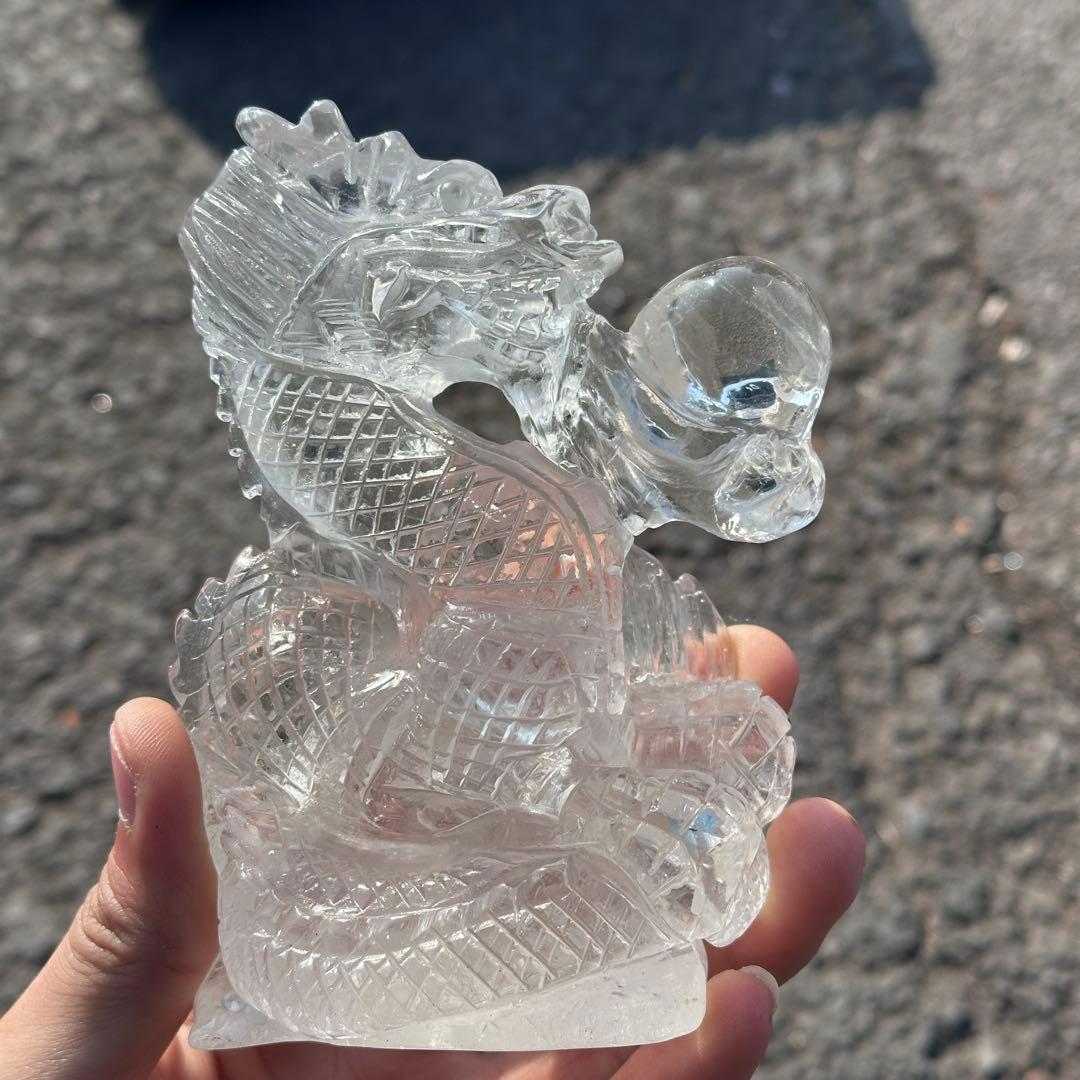 天然石水晶の龍　置物　ご購入前に在庫確認必要G.278