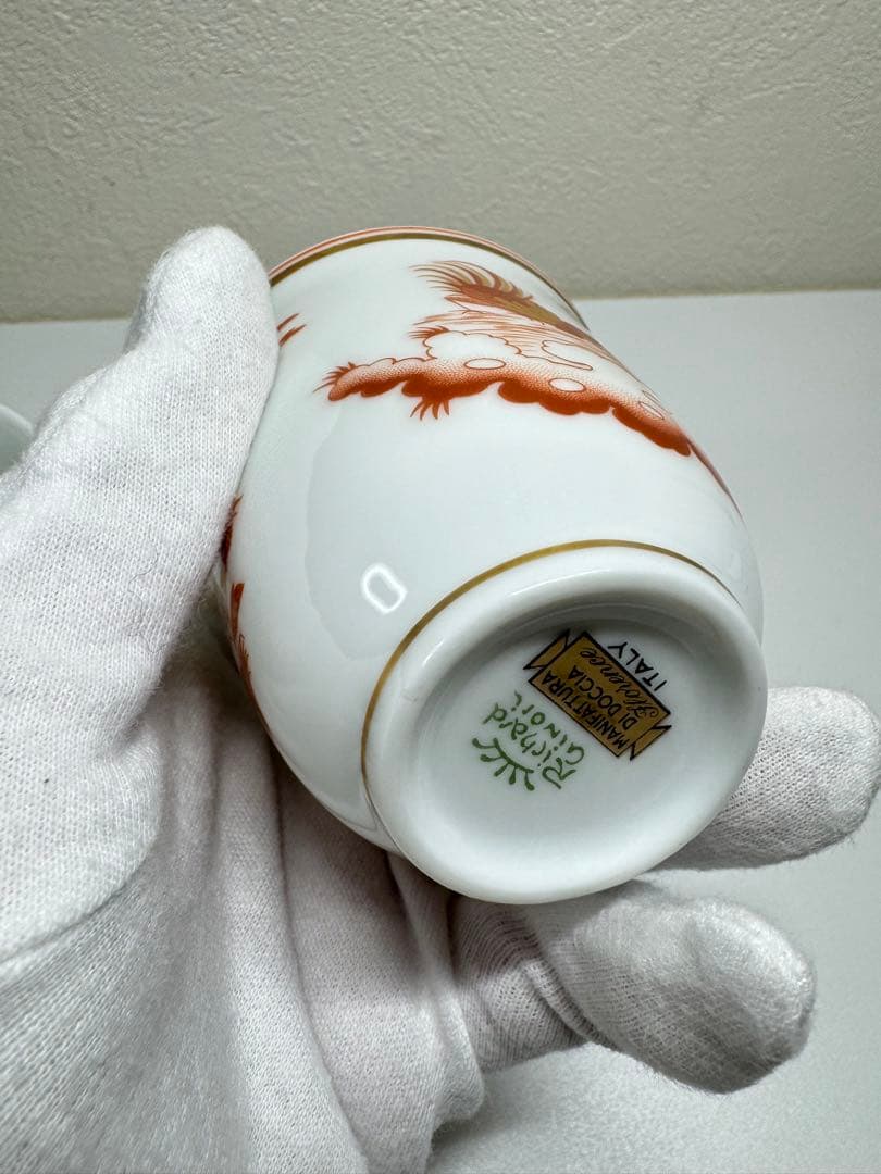 【高級】Richard Ginori レッドコック 湯呑 カップ 2客セット