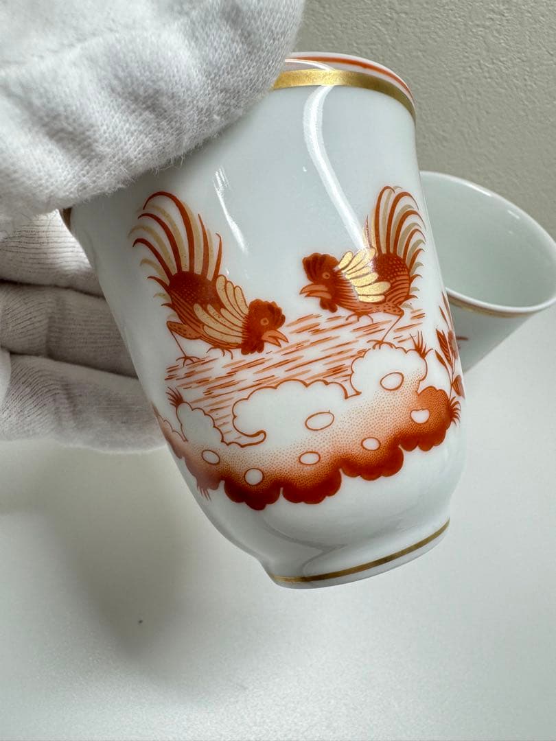 【高級】Richard Ginori レッドコック 湯呑 カップ 2客セット