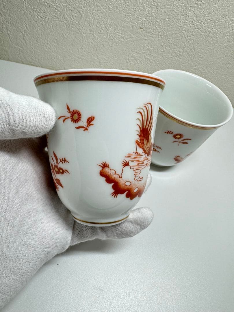 【高級】Richard Ginori レッドコック 湯呑 カップ 2客セット