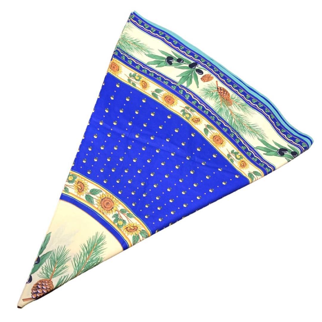 円形　テーブルクロス　夏　ひまわり　蝉　オリーブ　せみ　松ぼっくり