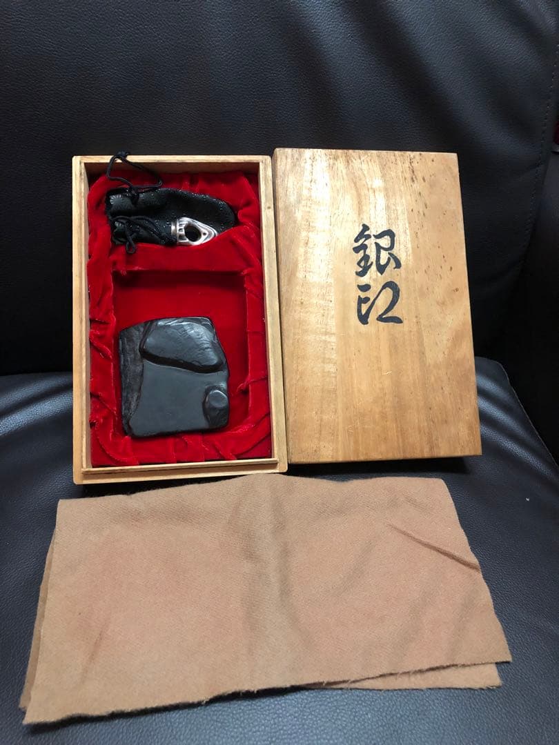 アンティーク 銀製925 那智黒石 印鑑 印材 時代物 重さ50.2g