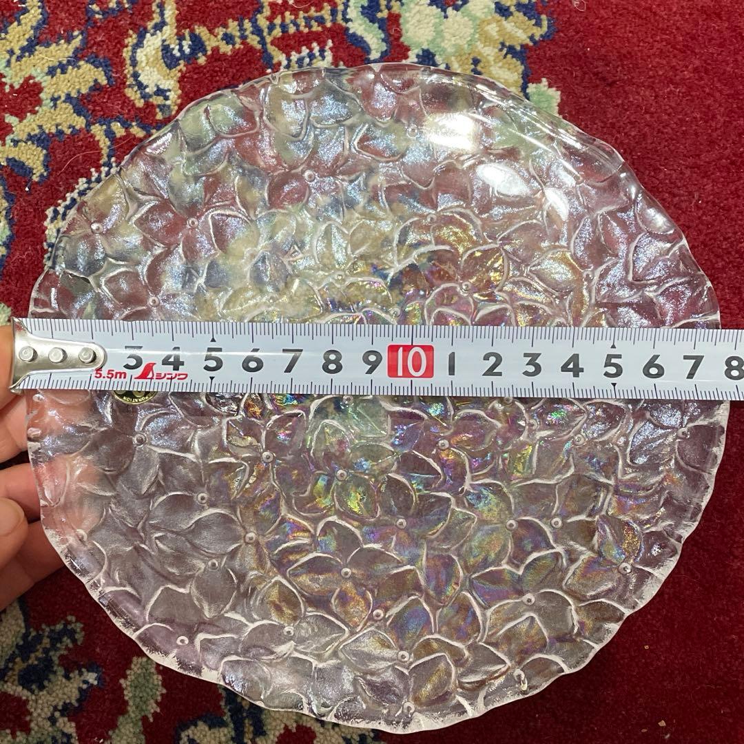 Hoya Crystal 花柄皿 NDS 371L クリアピンク