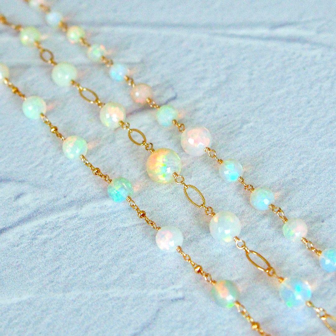 SALE✨AAA+ エチオピア産　プレシャスオパール　ブレスレット　14kgf