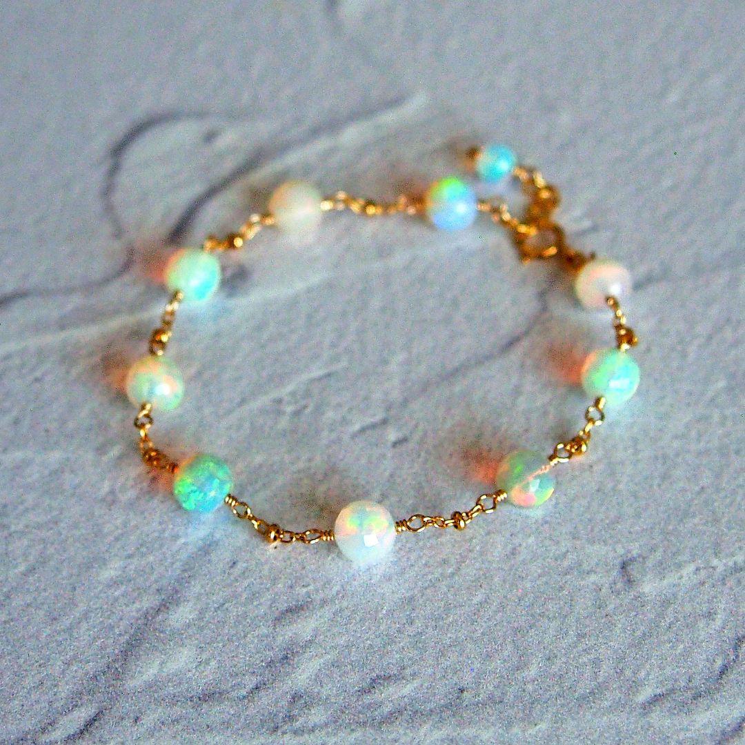 SALE✨AAA+ エチオピア産　プレシャスオパール　ブレスレット　14kgf